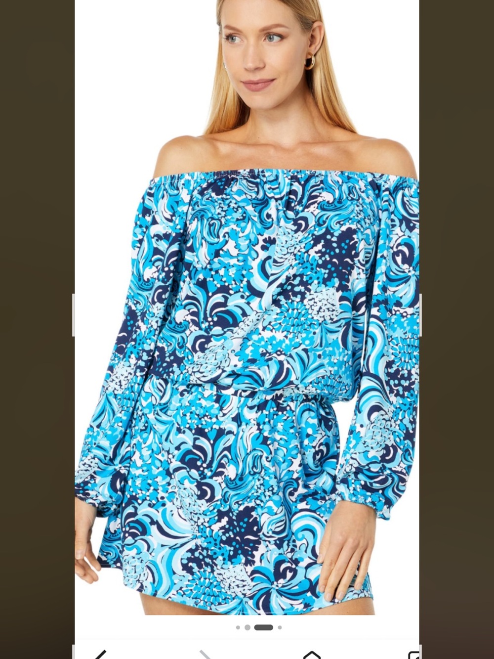 Lilly Pulitzer Mermaid Blue Off-Shoulder Romper